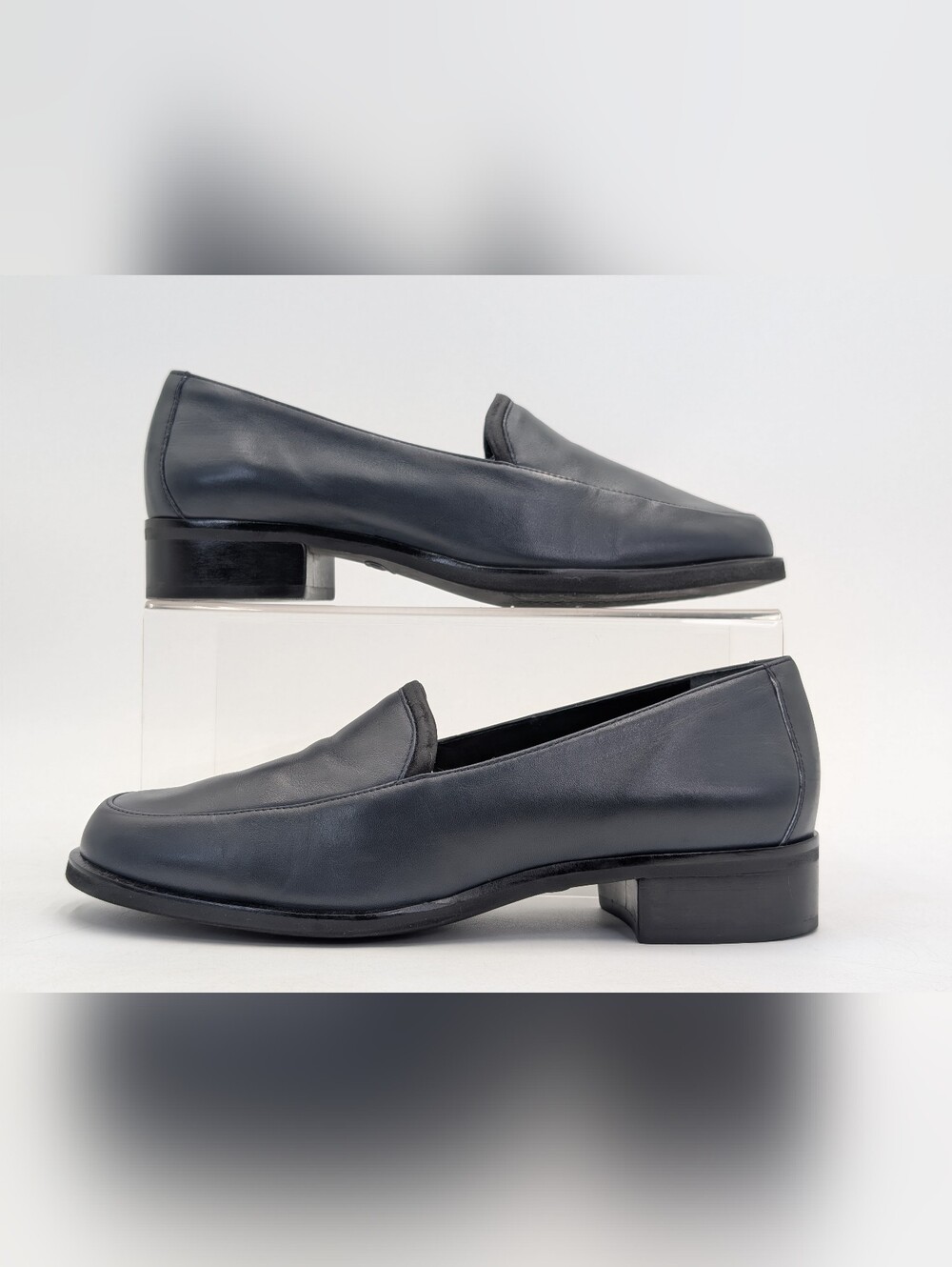 Rockport Sz 6 Women Black Leather Block Heel Loafers Ergonomic Cushioning Insole - Picture 11 of 17